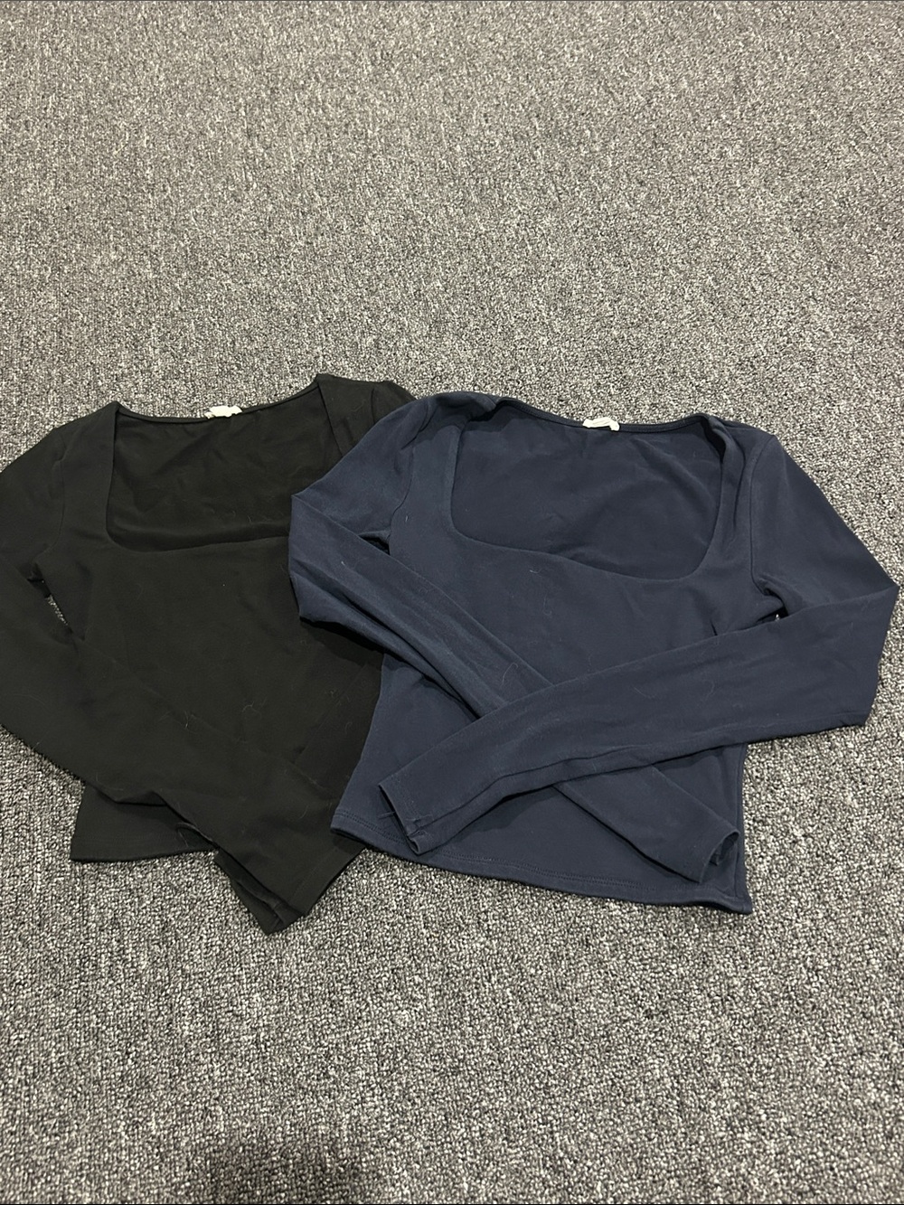 2 for $35 GARAGE Portia long sleeve tops in navy blue and black